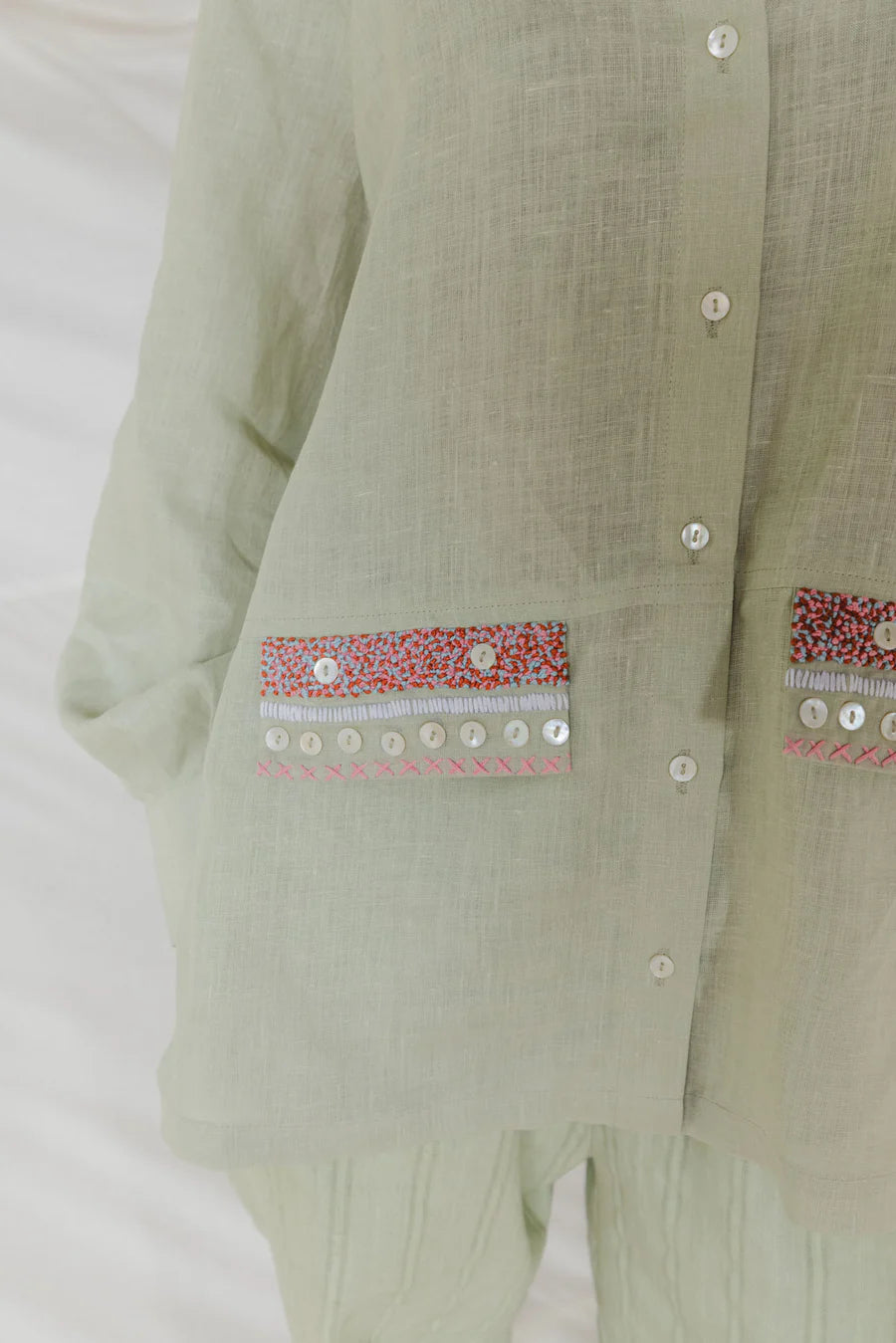 Sandra Pocket Embroidered Shirt