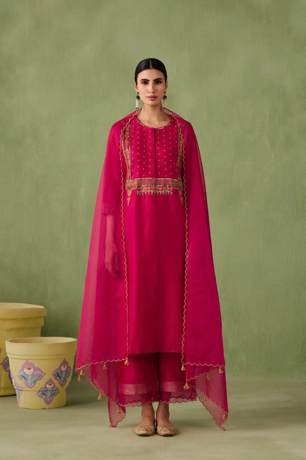 Silk Chanderi Mughal Jaal Kurta Set