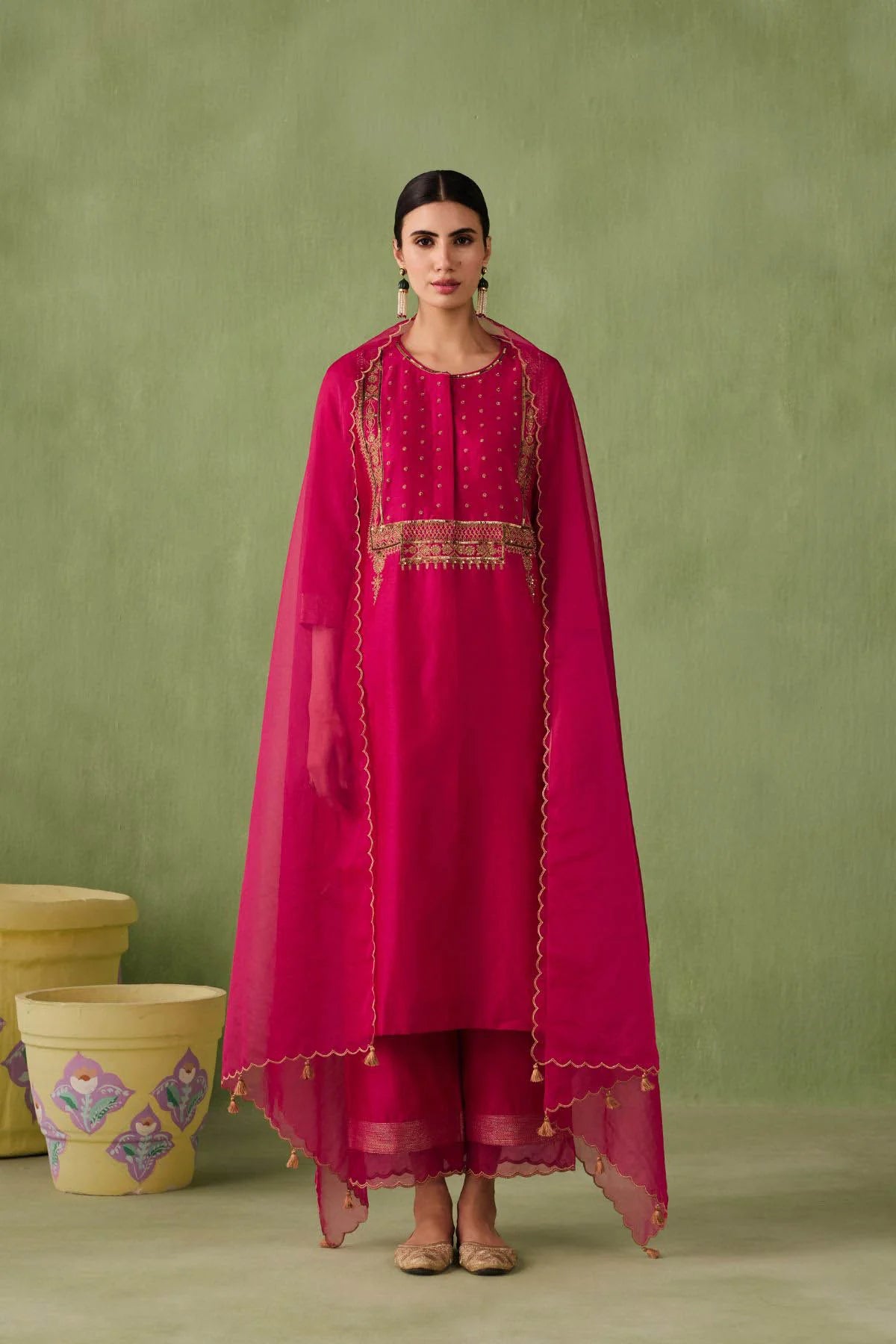 Silk Chanderi Mughal Jaal Kurta Set