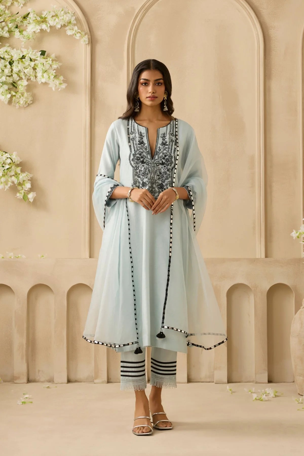 Powder Blue Trellis Kurta Set