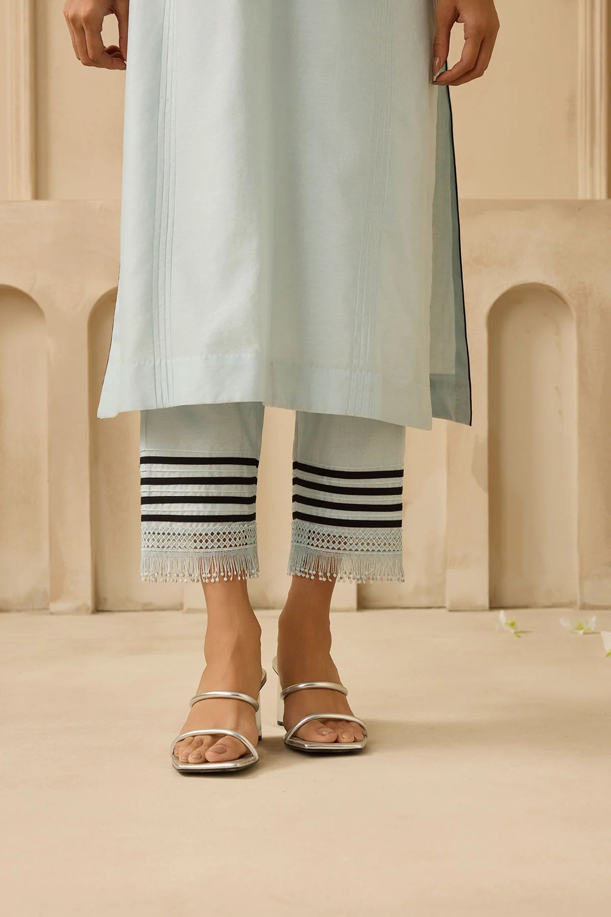 Powder Blue Trellis Kurta Set