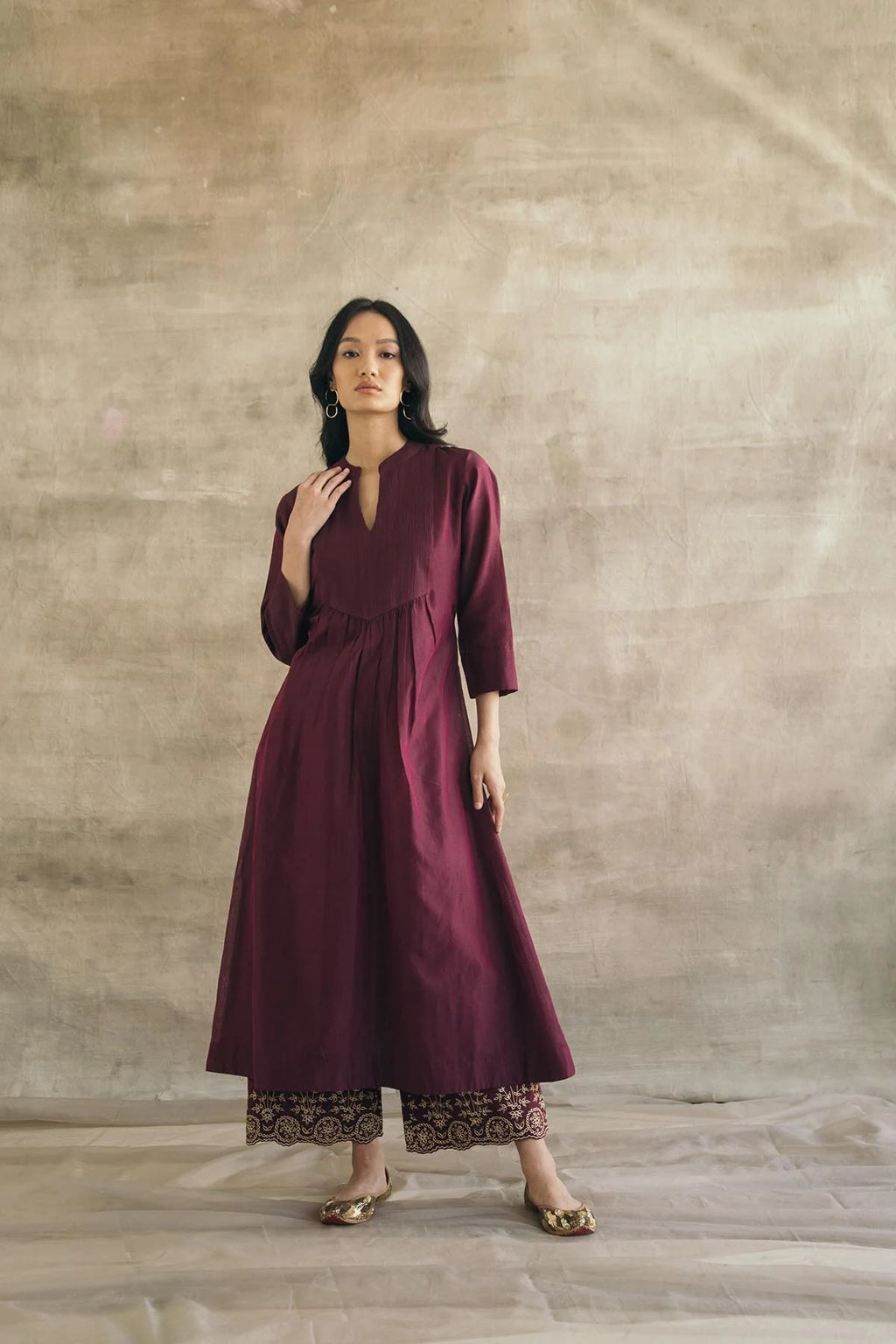 Pin-Tuck and Zari Kurta Set