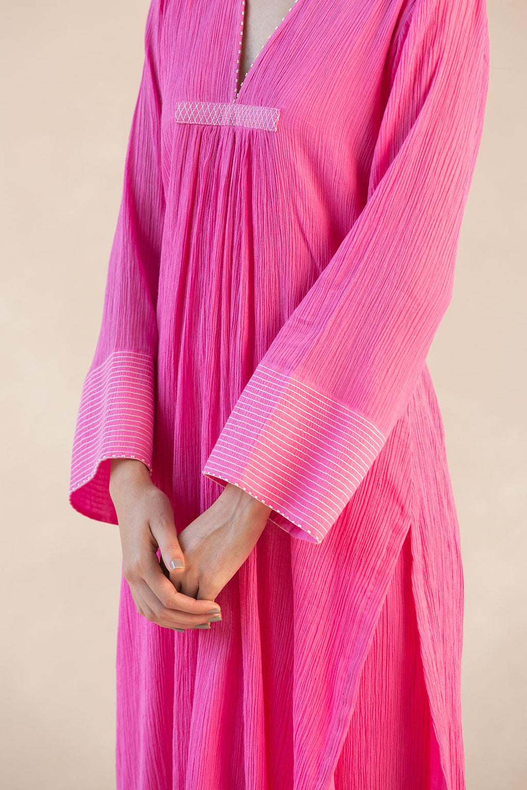 Asymmetrical Cotton Gauze Kurta Set