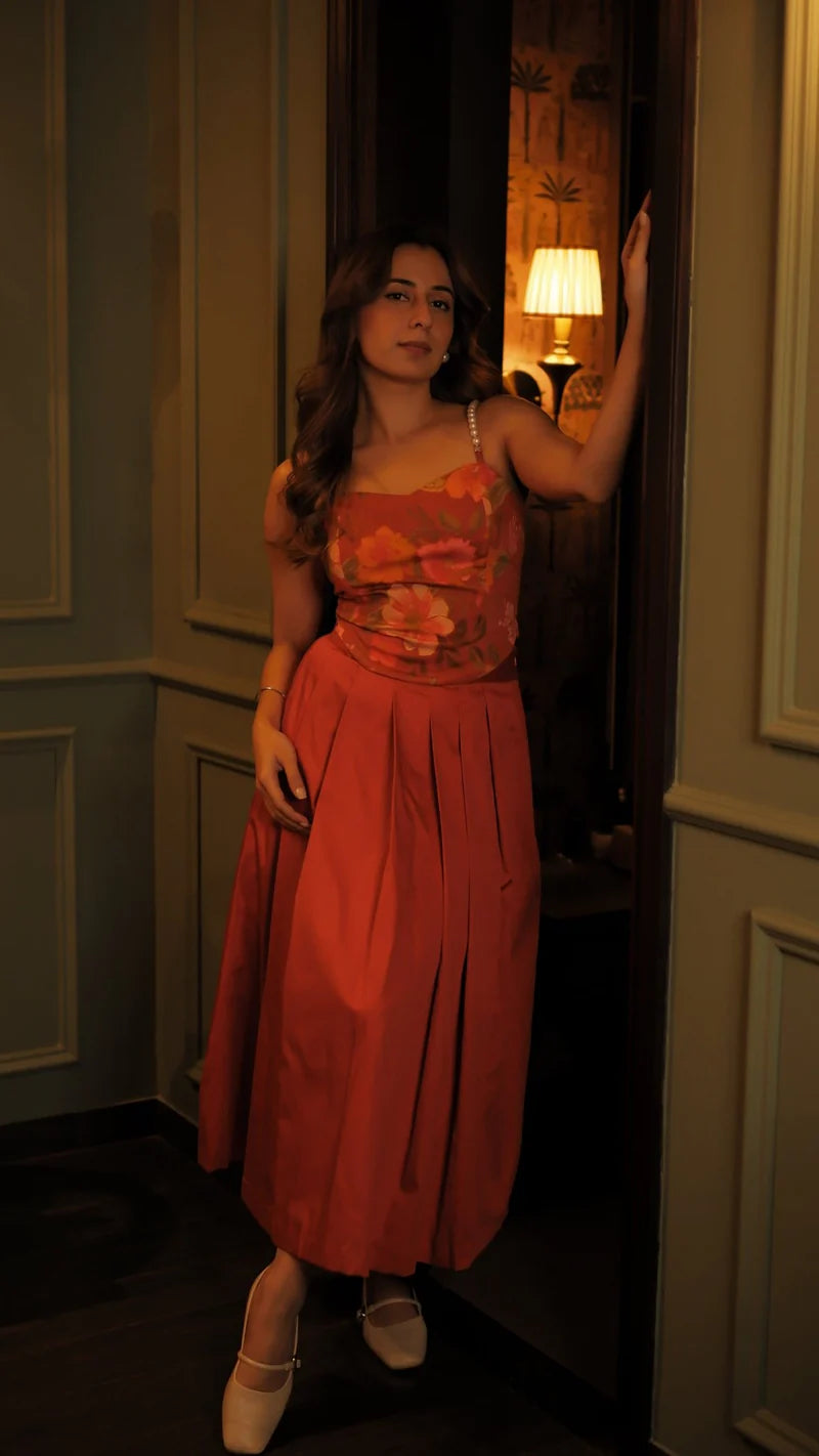 Fiery Rush Top & Skirt Set