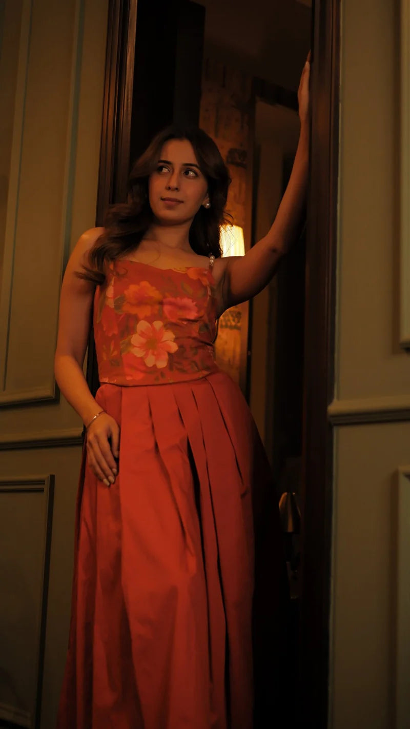 Fiery Rush Top & Skirt Set