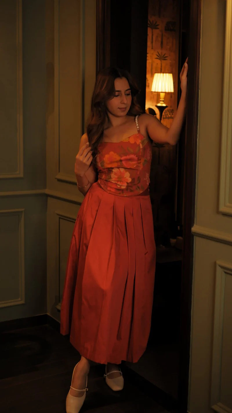 Fiery Rush Top & Skirt Set